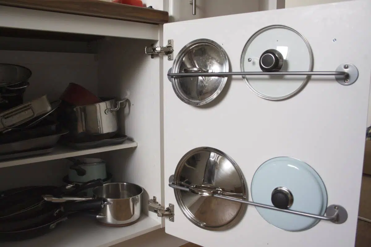 the ultimate ikea kitchen hack: organise your covers by hacking an IKEA shower rack