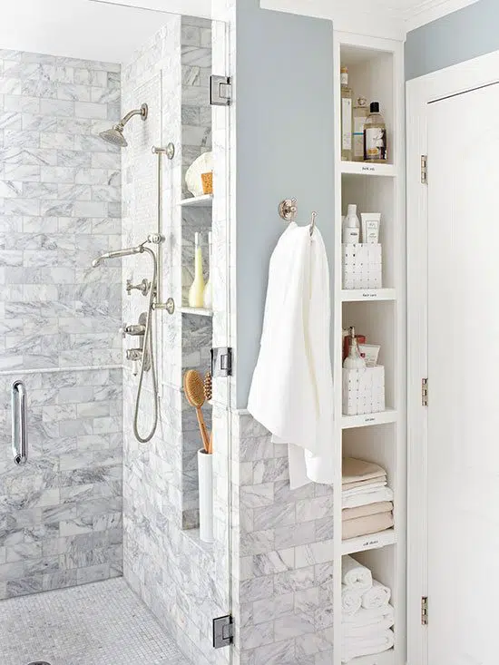 Built-in storage behind the door