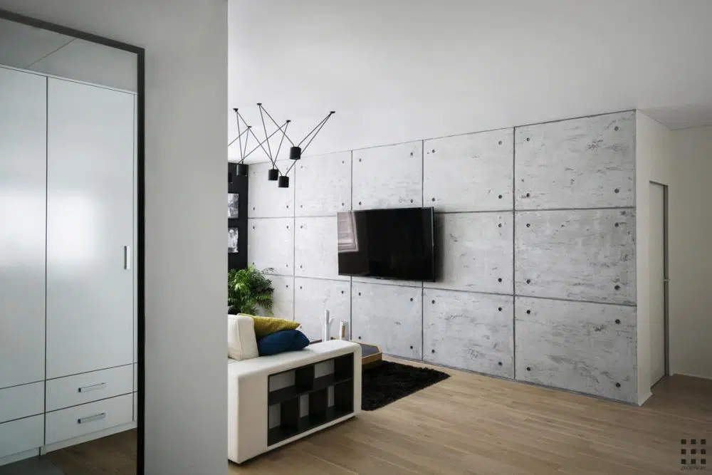 Apartment cement feature wall design