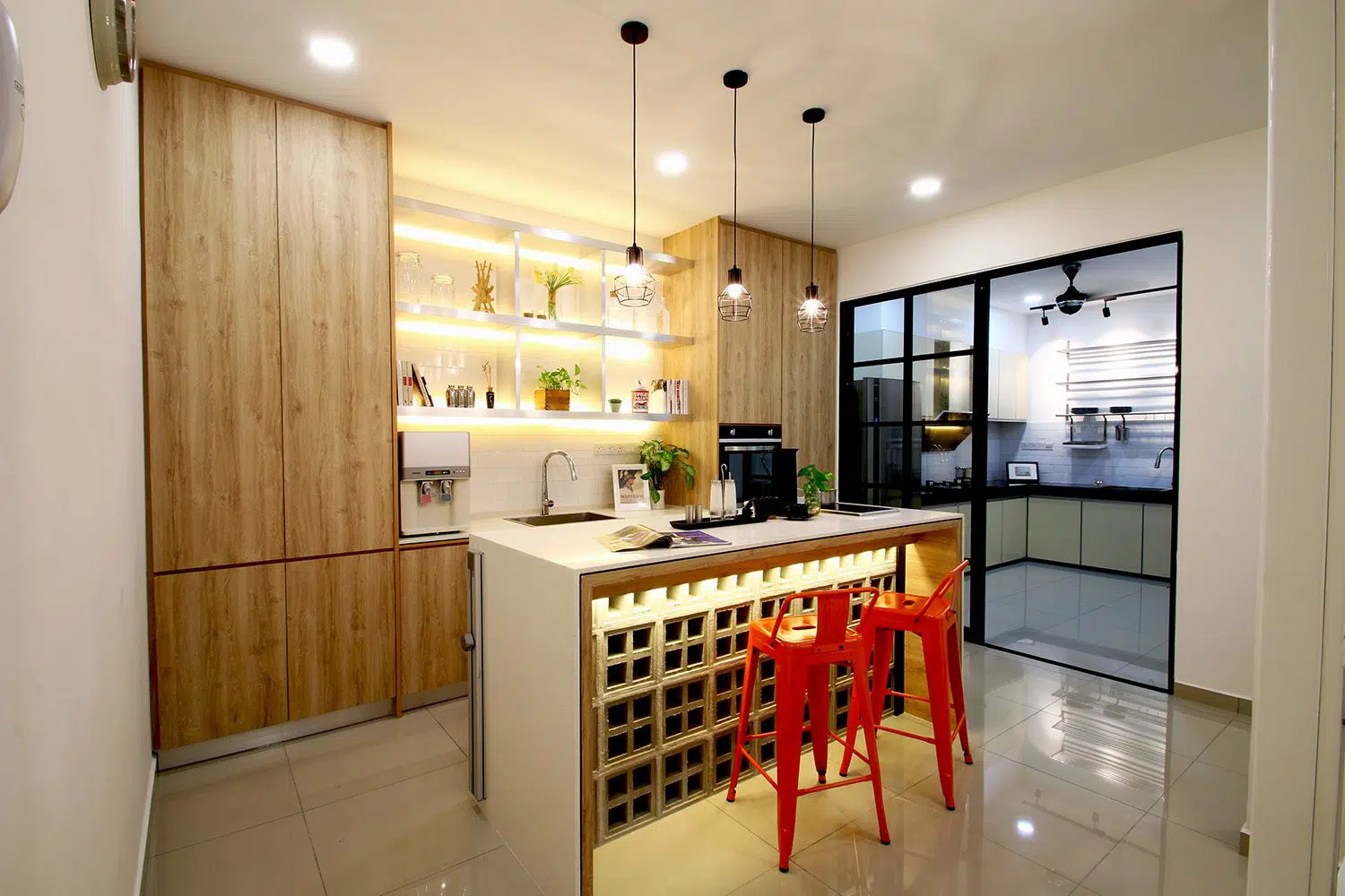 Above: Wet and dry kitchen for home in Semenyih. By dwadw