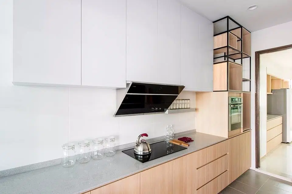 Minimalist kitchen design for condo in Cyberjaya. By Pocket Square