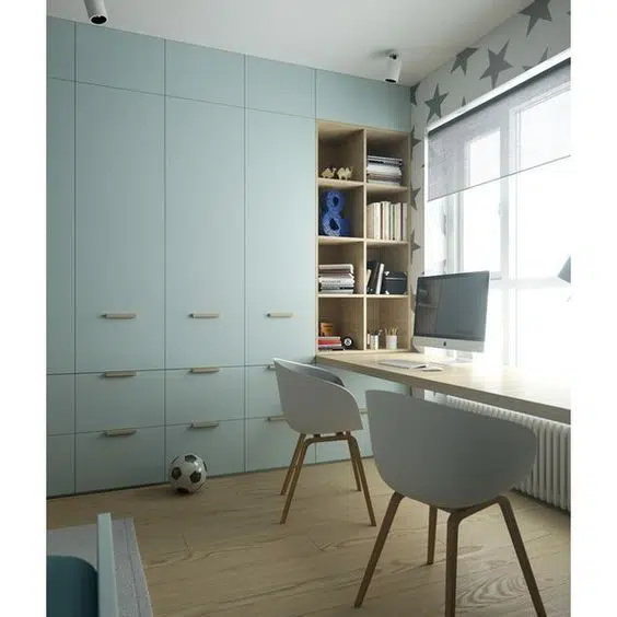 Pastel blue wardrobe for boys bedroom