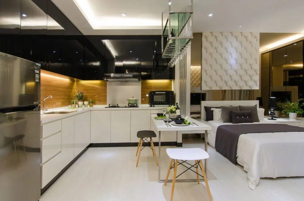 10 Small Apartment Interior Designs Below 800 Sq Ft, 486 sq ft SOHO unit in Symphony Tower, Balakong by MOUS Design