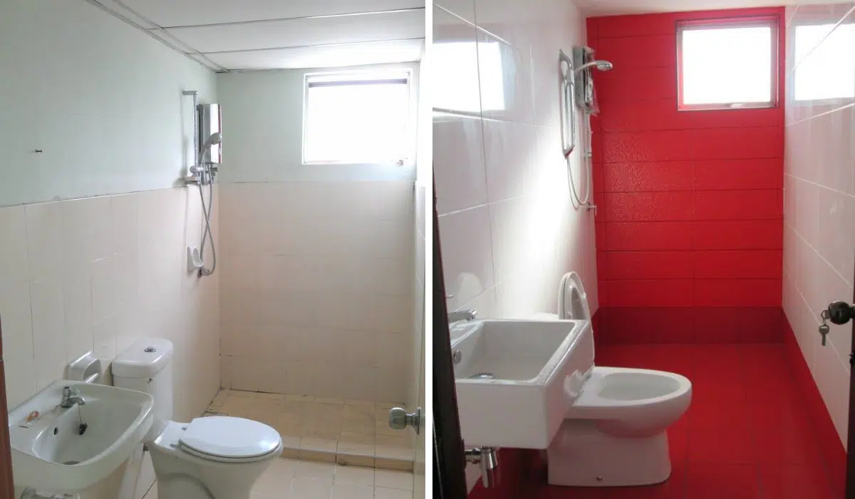 Bold red bathroom in Bayu Puteri Petaling Jaya