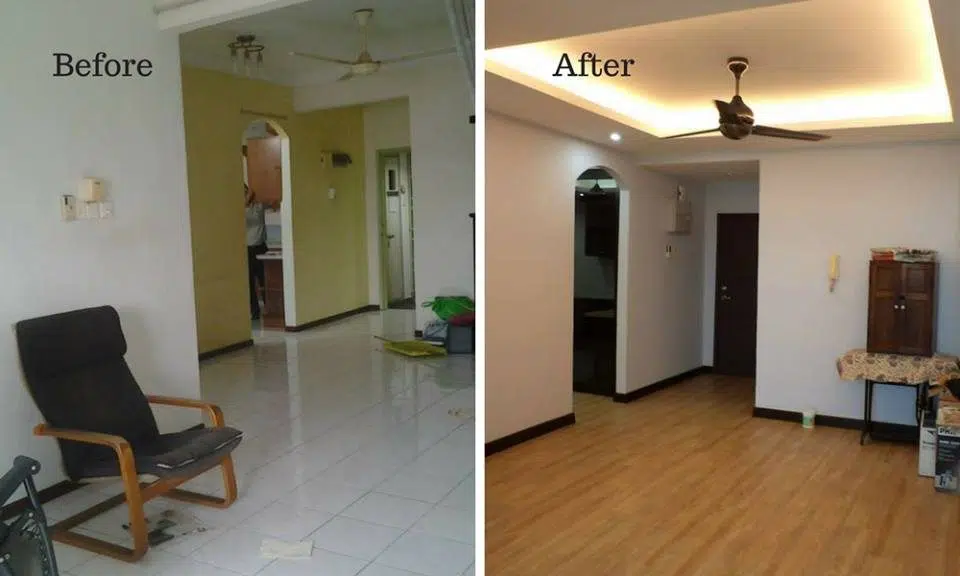 Living room flooring renovation. Bukit OUG, Bukit Jalil Source: ML Engineering Construction