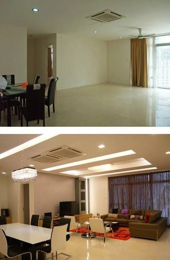 Living room ceiling renovation at Idaman Residence, Kuala Lumpur. Source: AC Design and Construction