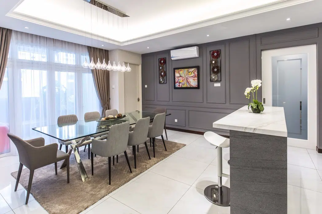 streamlined social area in this bungalow design, Setia Alam