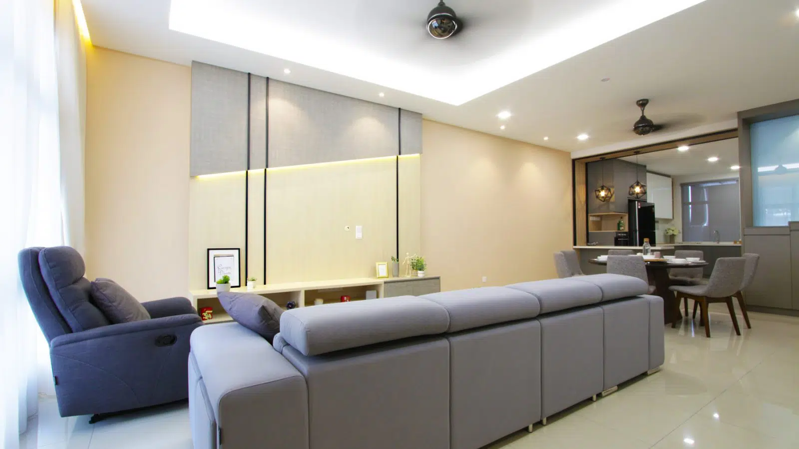 contemporary living design by R.Works. Project is in Southville City, Bangi