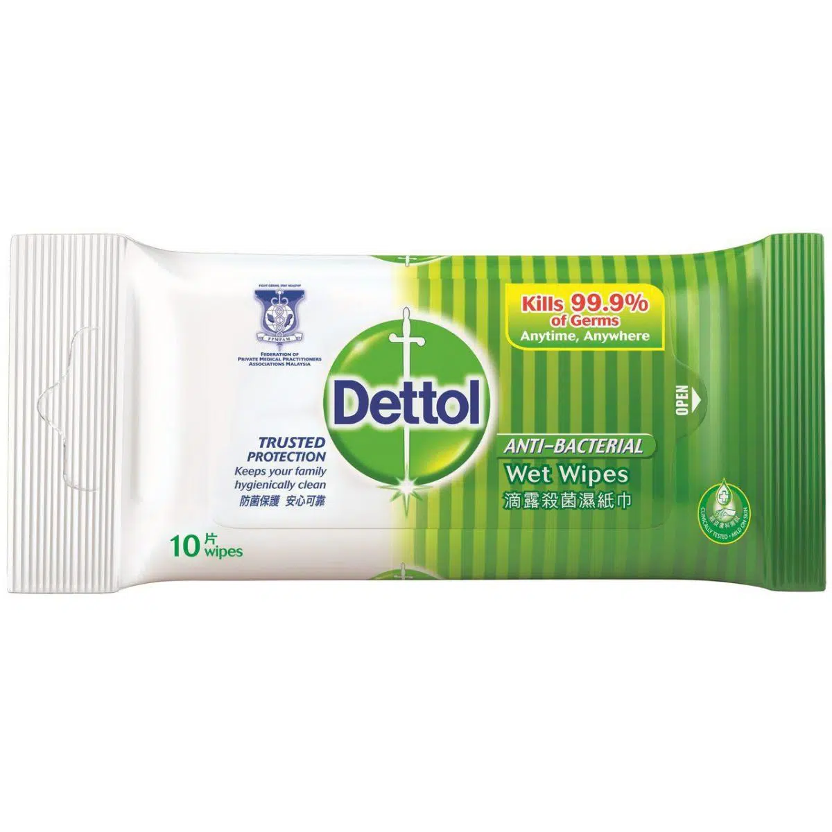 Dettol Anti-Bacterial Wet Wipes for COVID-19 disinfection containing benzalkonium chloride