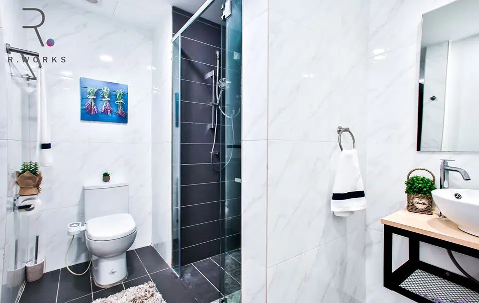 The bathroom in the studio unit of Empire City, Damansara