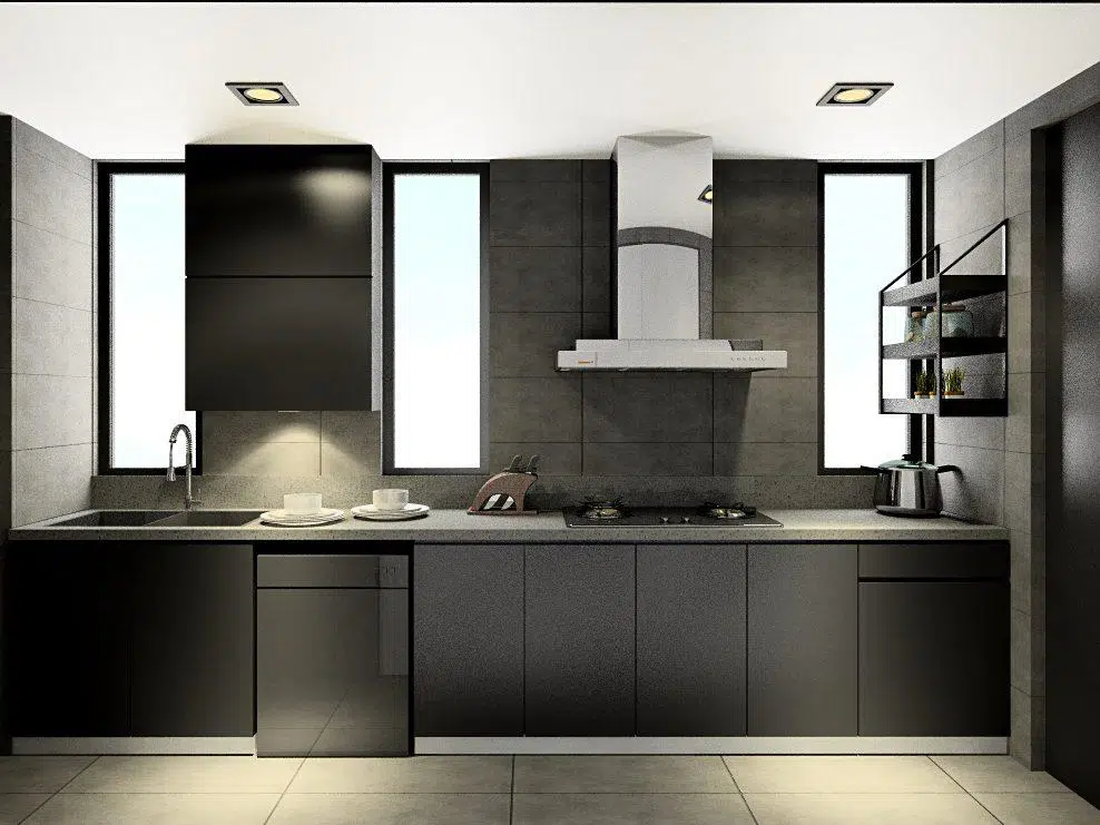 Rumah design modern ruang dapur 3D 