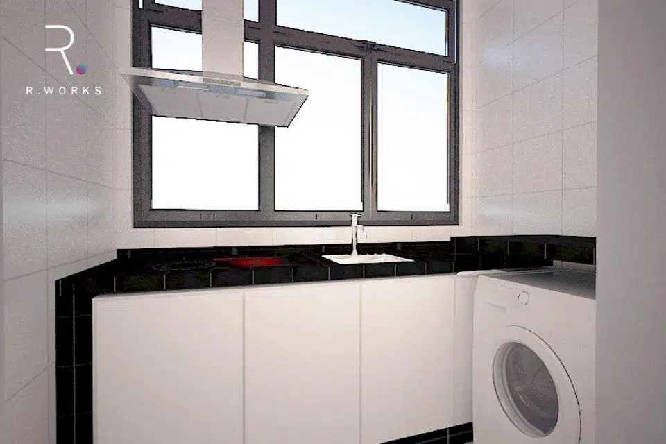 Ruang dapur design modern reka bentuk 3D 