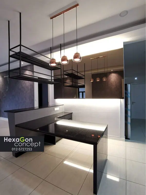 industrial suspended kitchen cabinet by hexagon concept