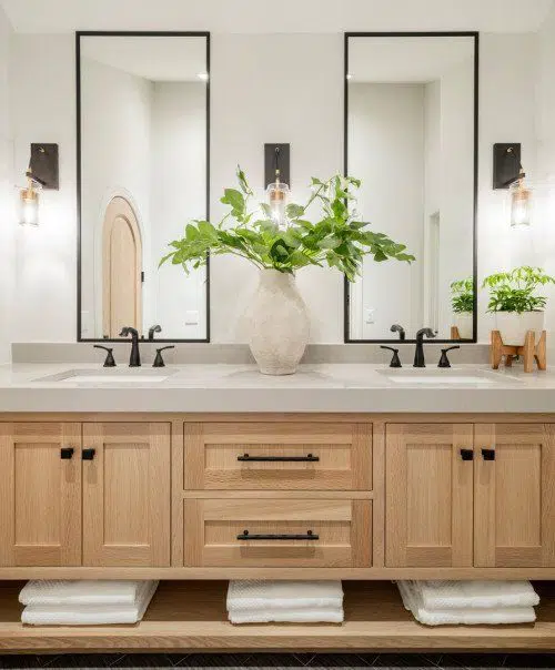 Open shelves under the sink