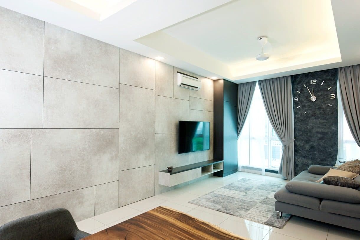 Rumah minimalis dalam warna kelabu cement 