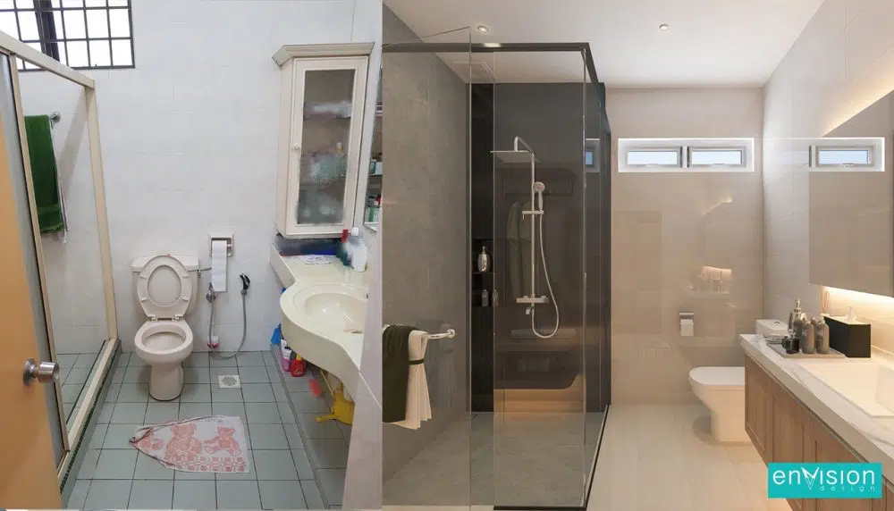 Bathroom makeover for terrace house in Bandar Utama by Envision Design